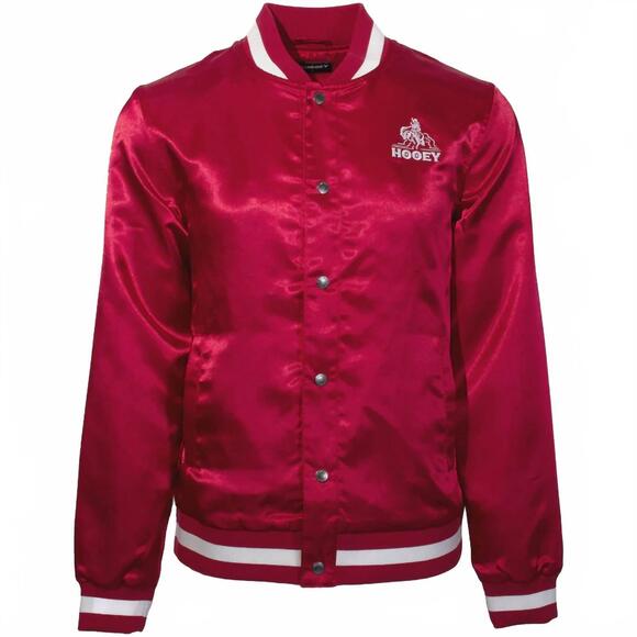 NEW HOOEY men's bomber rodeo satin jacket in red
